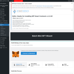 Page screenshot: Smart Contracts Wizards → Batch Mint NFTs