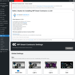 Page screenshot: Settings → WP Smart Contracts