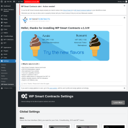 Page screenshot: Settings → WP Smart Contracts