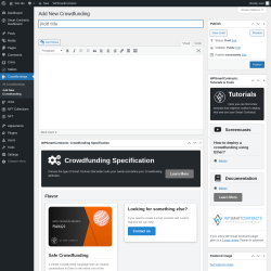 Page screenshot: Crowdfundings → Add New Crowdfunding
