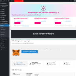 Page screenshot: Smart Contracts Dashboard → Batch Mint NFTs