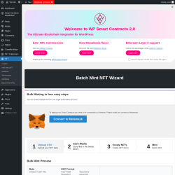 Page screenshot: Smart Contracts Dashboard → Batch Mint NFTs