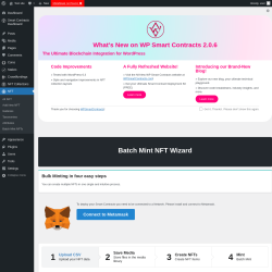 Page screenshot: Smart Contracts Dashboard → Batch Mint NFTs