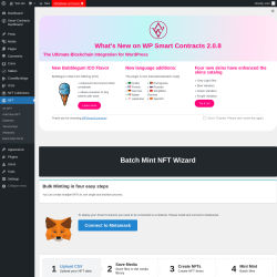 Page screenshot: Smart Contracts Dashboard → Batch Mint NFTs
