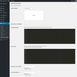 Page screenshot: Settings &rarr; WP Smart Preloader