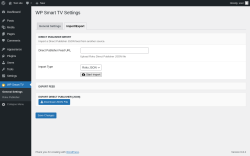 Page screenshot: WP Smart TV → Import/Export