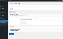 Page screenshot: WP Smart TV → Import/Export
