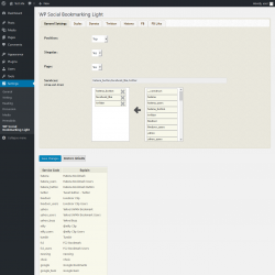 Page screenshot: Settings → WP Social Bookmarking Light