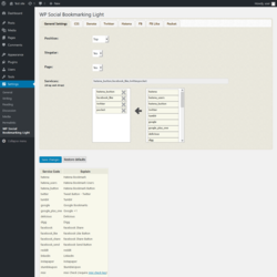 Page screenshot: Settings → WP Social Bookmarking Light