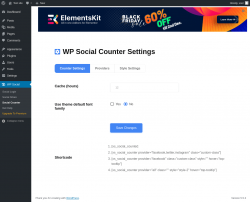 Page screenshot: WP Social &rarr; Social Counter
