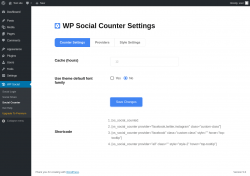 Page screenshot: WP Social &rarr; Social Counter