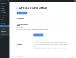 Page screenshot: WP Social → Social Counter