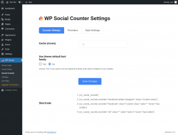 Page screenshot: WP Social &rarr; Social Counter