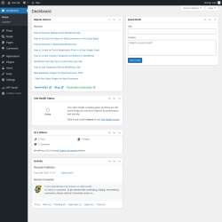 Page screenshot: Dashboard &lsaquo; Test site &mdash; WordPress