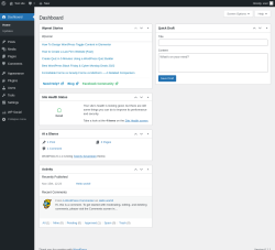 Page screenshot: Dashboard &lsaquo; Test site &mdash; WordPress