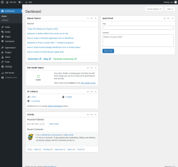 Page screenshot: Dashboard &lsaquo; Test site &mdash; WordPress