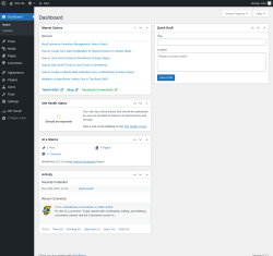 Page screenshot: Dashboard &lsaquo; Test site &mdash; WordPress