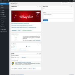 Page screenshot: Dashboard &lsaquo; Test site &mdash; WordPress
