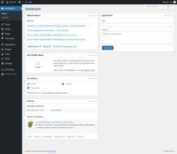Page screenshot: Dashboard &lsaquo; Test site &mdash; WordPress