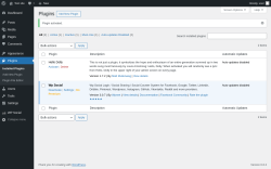 Page screenshot: Plugins &lsaquo; Test site &mdash; WordPress