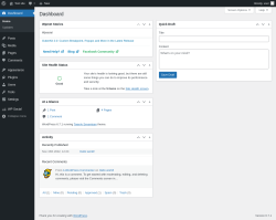 Page screenshot: Dashboard &lsaquo; Test site &mdash; WordPress