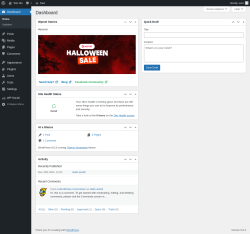 Page screenshot: Dashboard &lsaquo; Test site &mdash; WordPress