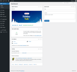 Page screenshot: Dashboard &lsaquo; Test site &mdash; WordPress