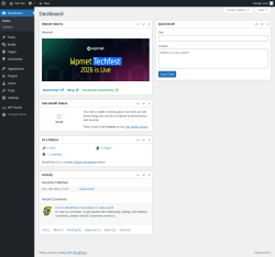 Page screenshot: Dashboard &lsaquo; Test site &mdash; WordPress