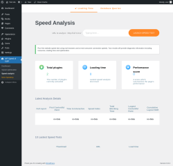 Page screenshot: WP Speed of Light → Speed analysis