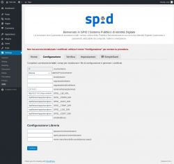 Page screenshot: Settings &rarr; SPID &rarr; Configurazione