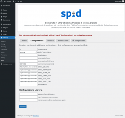 Page screenshot: Settings &rarr; SPID &rarr; Configurazione