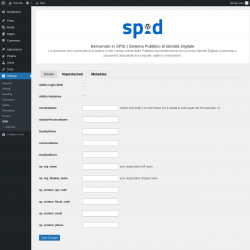 Page screenshot: Settings &rarr; SPID &rarr; Impostazioni