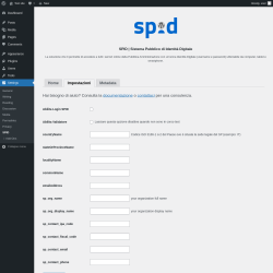 Page screenshot: Settings &rarr; SPID &rarr; Impostazioni