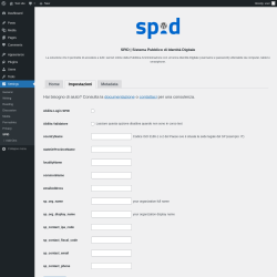 Page screenshot: Settings &rarr; SPID &rarr; Impostazioni