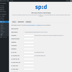 Page screenshot: Settings &rarr; SPID &rarr; Impostazioni