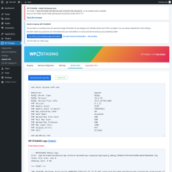 Page screenshot: WP Staging  &rarr; System Info