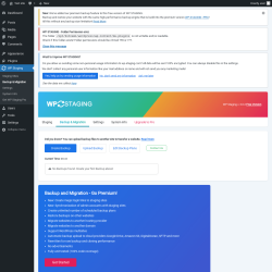 Page screenshot: WP Staging  &rarr; Backup & Migration
