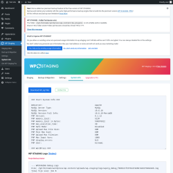 Page screenshot: WP Staging  &rarr; System Info