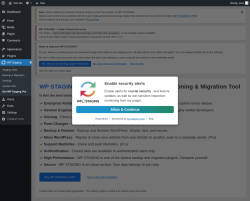 Page screenshot: WP Staging Welcome &lsaquo; Test site &mdash; WordPress