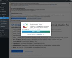 Page screenshot: WP Staging Welcome &lsaquo; Test site &mdash; WordPress