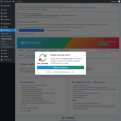 Page screenshot: WP Staging  → Temporary Logins