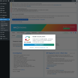 Page screenshot: WP Staging  → Temporary Logins