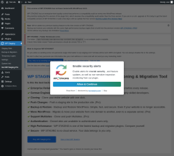 Page screenshot: WP Staging - Welcome &lsaquo; Test site &mdash; WordPress