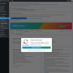 Page screenshot: WP Staging  → Temporary Logins