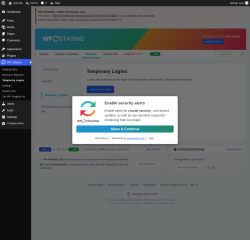 Page screenshot: WP Staging  &rarr; Temporary Logins