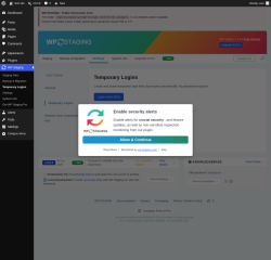 Page screenshot: WP Staging  &rarr; Temporary Logins
