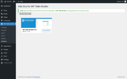 Page screenshot: WP Table Builder → Add-Ons