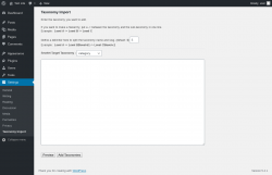 Page screenshot: Settings &rarr; Taxonomy Import