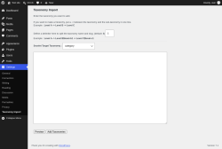 Page screenshot: Settings &rarr; Taxonomy Import