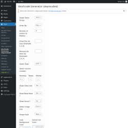Page screenshot: Team → Shortcode Generator (deprecated)